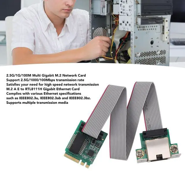 Alt view image 3 of 5 - Gigabit M.2 M Key Ethernet Network Expansion Card, Single Port 2.5G M.2 A E Server NIC, RTL8111H Industrial Control Equipment Network Card, Straight Pin