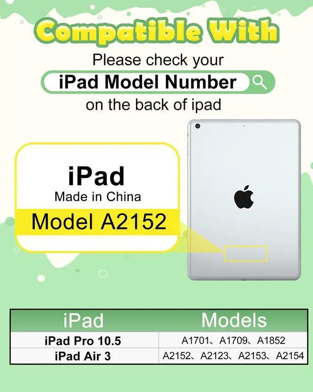 Alt view image 2 of 5 - Wazzasoft for iPad Air 3rd Generation Case, Pro 10.5 Case - Cute Girls Boys Kawaii Cover Girly Cartoon Women with Rotating Handle Stand & Strap Soft Silicone Funda for iPad Air 3, Pro 10.5 Cases