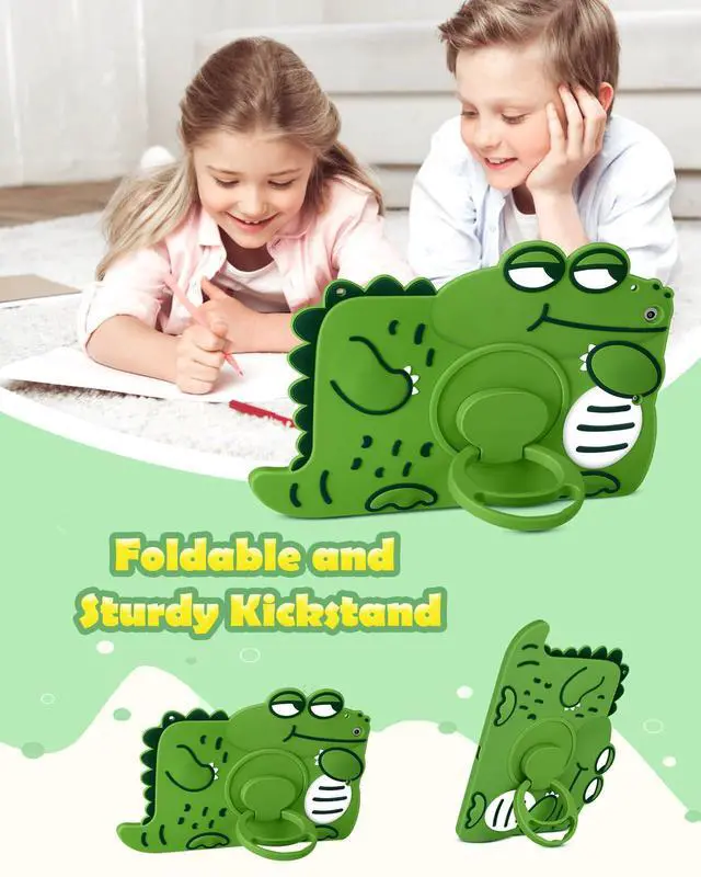 Alt view image 5 of 5 - Wazzasoft for iPad Air 3rd Generation Case, Pro 10.5 Case - Cute Girls Boys Kawaii Cover Girly Cartoon Women with Rotating Handle Stand & Strap Soft Silicone Funda for iPad Air 3, Pro 10.5 Cases