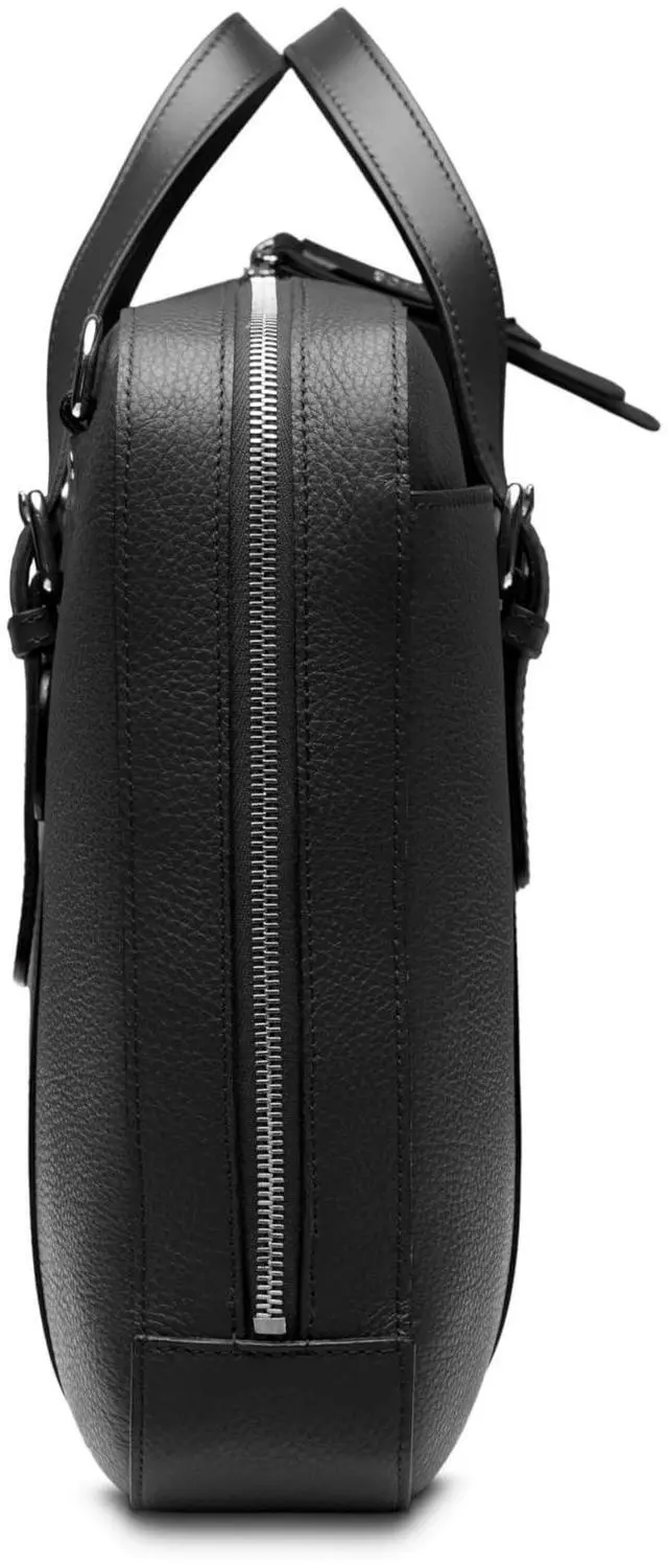 Alt view image 3 of 5 - Bosca Italian Leather Laptop Work Briefcase Bag for Men - Full Grain Leather Tanned in Italy - Fits Up to 16" Laptops Slim Style Adjustable & Trolley Strap - 11.5" H x 16" W x 4" D Black