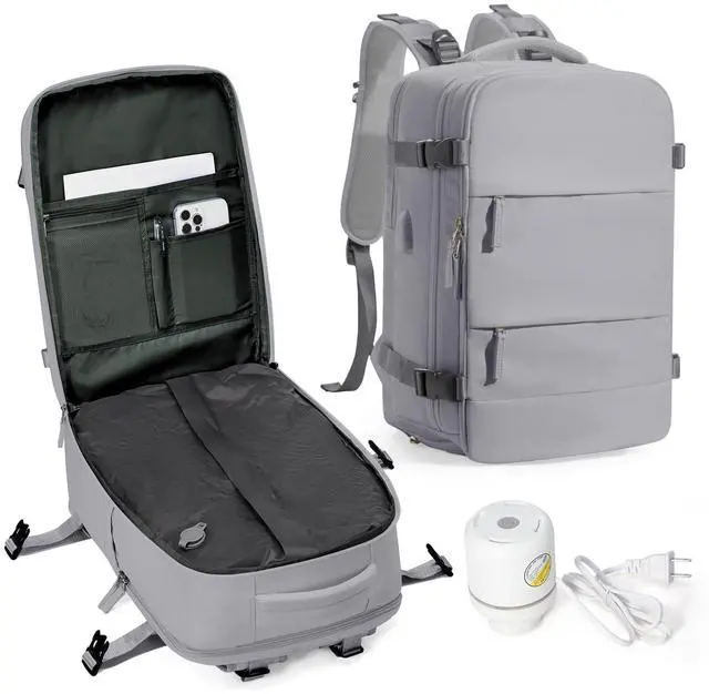 Main image of WEPLAN Vacuum Backpack Travel with Pump,Large Travel Backpack with Vacuum System,18.5x13x7.9IN Personal Item Travel Bag,Airline Approved Carry on Luggage,Laptop Backpack,Grey