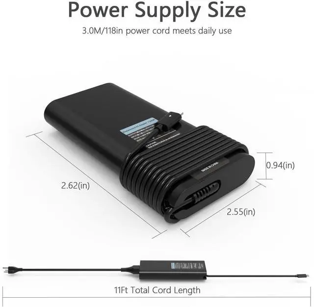 Alt view image 2 of 5 - GKLSPL 130W USB C Laptop Charger Power Adapter Cord Compatible with Dell Precision 5570 5560 3560 3550 3570 5470 5550 5530 3571 3561 3541 2in1 XPS 15 17 2in1 9520 9510 9575 9700 9710 9720 Type C