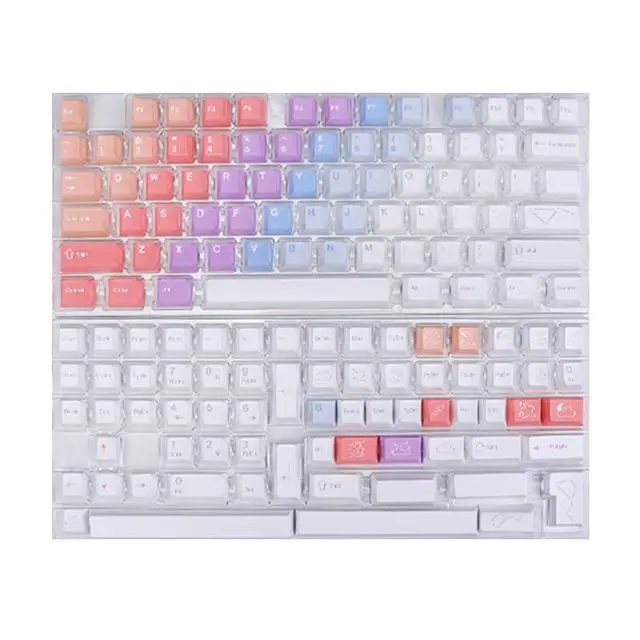Alt view image 2 of 5 - KBDiy 143 Keys Dreamscape Key caps, Dye-Sublimation PBT Custom Keycap Set for Cherry Profile, Cute Gradient Colored Keycaps Customized Pattern Keycaps for MX Switches Mechanical Gaming Keyboard