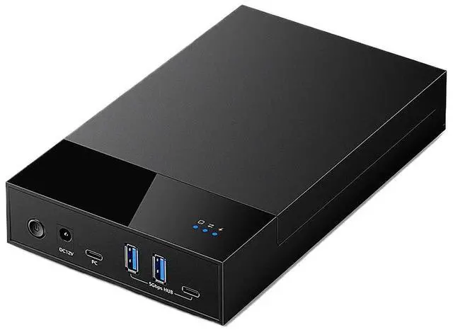 Main image of LINKEET External Hard Drive Enclosure for 3.5 2.5 Inch SATA SSD HDD, USB 3.0 to SATA Hard Drive Docking Station, 2A1C Multi-Port Hub with 12V/2A Power Adapter, Support Up to 20TB, UASP, Trim, Black