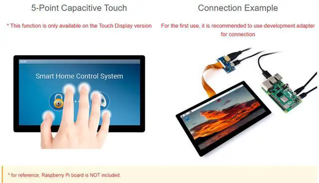 Alt view image 4 of 5 - waveshare for Raspberry Pi/Jetson Nano/Windows/PC, 7inch IPS Capacitive Touch Display 1024x600, Integrated Thin and Light LCD, Support Windows/Linux/Android
