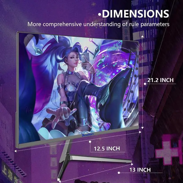 Alt view image 5 of 5 - Sealan 24 Inch Curved Gaming Monitor,100HZ MPRT 3ms,FHD 1080P Computer Monitor Freesync 99% sRGB HDR,for Home Office Gaming Visual Experience for Work,VGA HDMI Interface