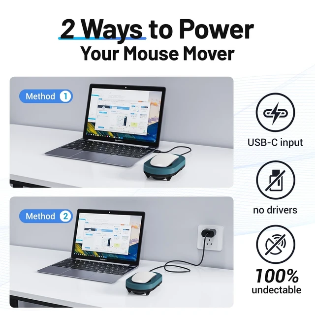 Alt view image 4 of 5 - HONKID Undetectable Mouse Mover Jiggler with ON/Off Switch and USB Port Drive-Free,Simulate Physical Automatically Mouse Movement,Prevent Computer Laptop Inactive/Lockdown(Light Blue)