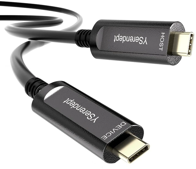 Main image of YSerendept Fiber Optic USB C Cable 33ft,10Gbps High Speed Active Optical Data Transfer,Compatible with Logitech Cameras,Webcams,Hubs,HDDs,AR/VR,Projectors,Printer,Black