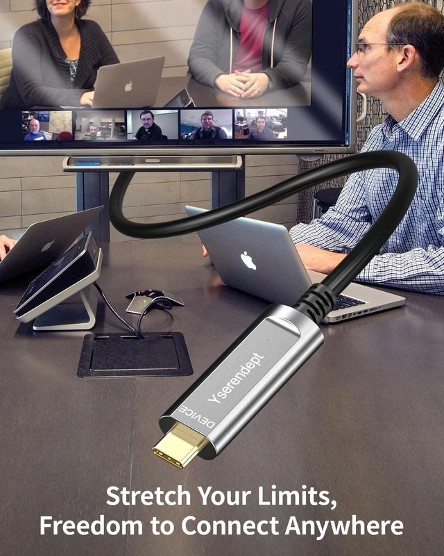 Alt view image 4 of 5 - YSerendept Fiber Optic USB C Cable 33ft,10Gbps High Speed Active Optical Data Transfer,Compatible with Logitech Cameras,Webcams,Hubs,HDDs,AR/VR,Projectors,Printer,Black