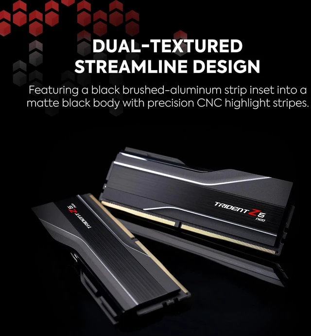 Alt view image 3 of 5 - G.SKILL Trident Z5 Neo Series DDR5 RAM (AMD EXPO) 32GB (2x16GB) Up to 6000MT/s* CL30-38-38-96 1.35V Desktop Computer Memory U-DIMM - Matte Black (F5-6000J3038F16GX2-TZ5N)