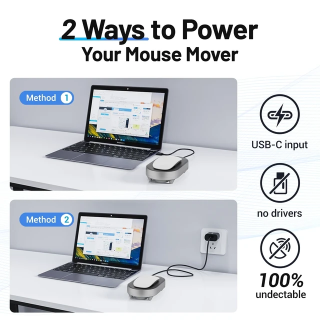 Alt view image 4 of 5 - HONKID Undetectable Mouse Mover Jiggler with ON/Off Switch and USB Port Drive-Free,Simulate Physical Automatically Mouse Movement,Prevent Computer Laptop Inactive/Lockdown (Silver)