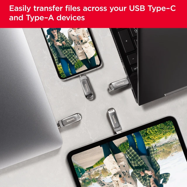 Alt view image 3 of 5 - SANDISK 1TB, Ultra Dual Drive Luxe USB-C+USB-A, Up to 400MB/s Read Speeds