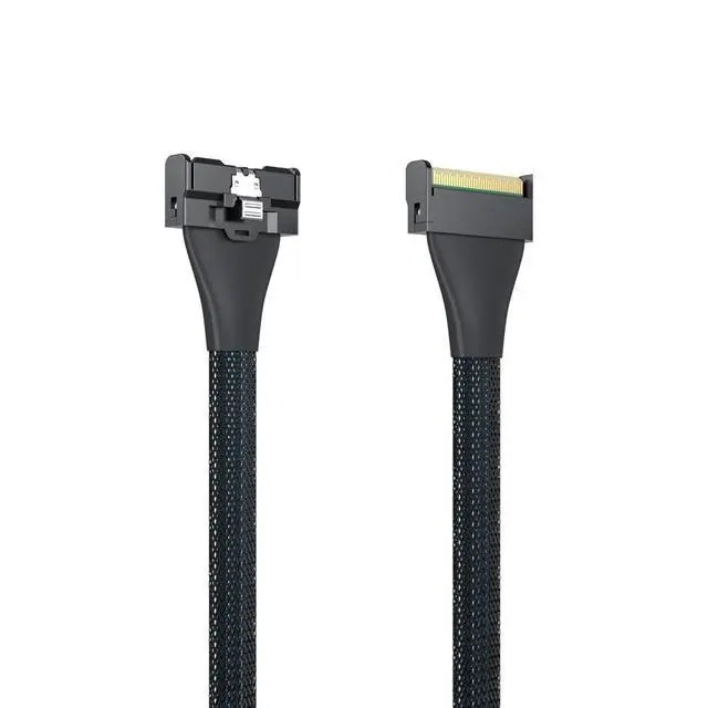 Alt view image 2 of 5 - H!Fiber.com MCIO to MCIO 8X Cable, SFF-TA-1016, Mini Cool Edge IO, 74Pin, Straight to Straight, PCIe5.0 Gen5, 85-ohm, Silver Plated AWG30, 0.5-m(1.64ft)