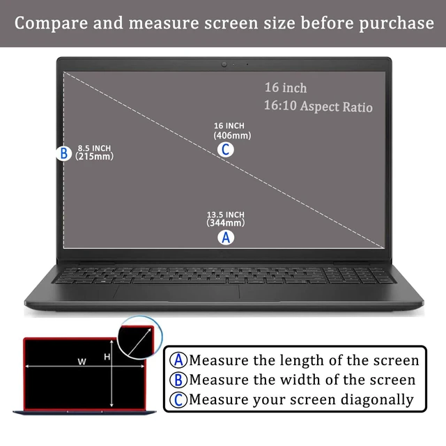 Alt view image 2 of 5 - 2 Pack 16" Laptop Tempered Glass Screen Protector for HP/Dell/Sony/Samsung/Lenovo/Acer/MSI/LG/Razer Blade 16 inch Aspect Ratio 16:10 Laptop, 9H Hardness,HD Clear, Anti-Scratch