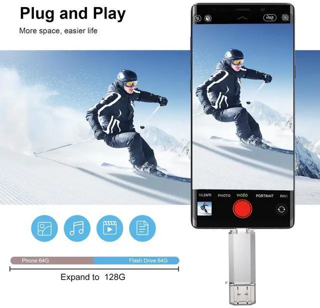 Alt view image 4 of 5 - RAOYI 2 Pack 64GB USB C Flash Drive, 2 in 1 USB 3.0 Type C Dual OTG Metal Thumb Drive Jump Drive Memory Stick with Keychain Suitable for USB-C Smartphones, MacBook, Computers and Tablets (Silver)
