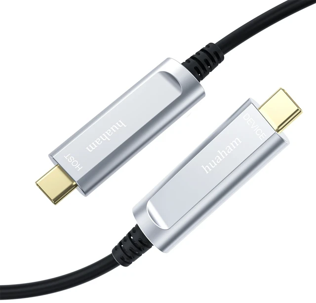Main image of huaham USB C Fiber Optic Cable 33FT, 10Gbps Active USB 3.2 Gen2 Cable with German SiliconLine Chip, Long Distance USB C Cable Compatible with Logitech 4K Camera,VR,Video Conference,Industrial S