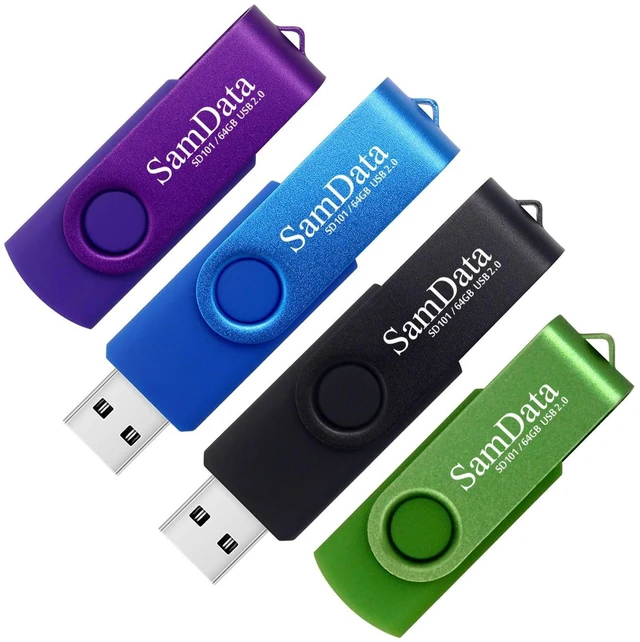 Main image of SamData 64GB USB Flash Drives 4 Pack 64GB Thumb Drives Memory Stick Jump Drive with LED Light for Storage and Backup (4 Colors: Black Blue Green Purple)