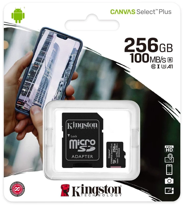 Alt view image 4 of 5 - Kingston 256GB Canvas Select Plus microSDXC Card ^^ Up to 100MB/s ^^ A1 Class 10 UHS-I ^^ with Adapter ^^ SDCS2/256GB