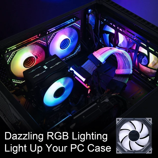 Alt view image 3 of 5 - DS Wireless Assembled Case Fans, Case Fans, 120MM LED Fans for PC Case, Computer CPU Cooler, Liquid Cooled Radiators System, Compatible with ASUS Aura, MSI Mystic Light (3Pack RGB Fans, G