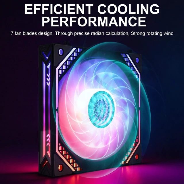 Alt view image 5 of 5 - DS Wireless Assembled Case Fans, Case Fans, 120MM LED Fans for PC Case, Computer CPU Cooler, Liquid Cooled Radiators System, Compatible with ASUS Aura, MSI Mystic Light (3Pack RGB Fans, G