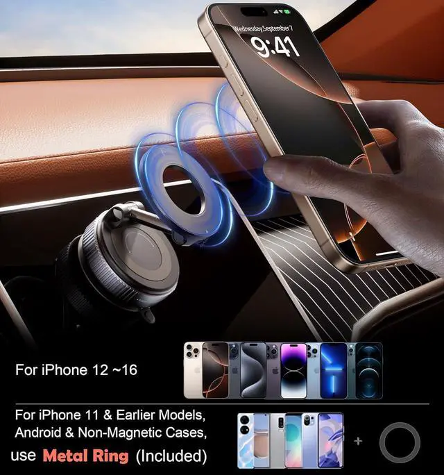 Alt view image 5 of 5 - 2026 Upgraded Vacuum Magnetic Car Phone Holder 360° Reinforced 96LBS Ultra Suction Cup Phone Mount for MagSafe Cell Phone Holders for Your Car/Gym/Mirror Mount for iPhone & Android