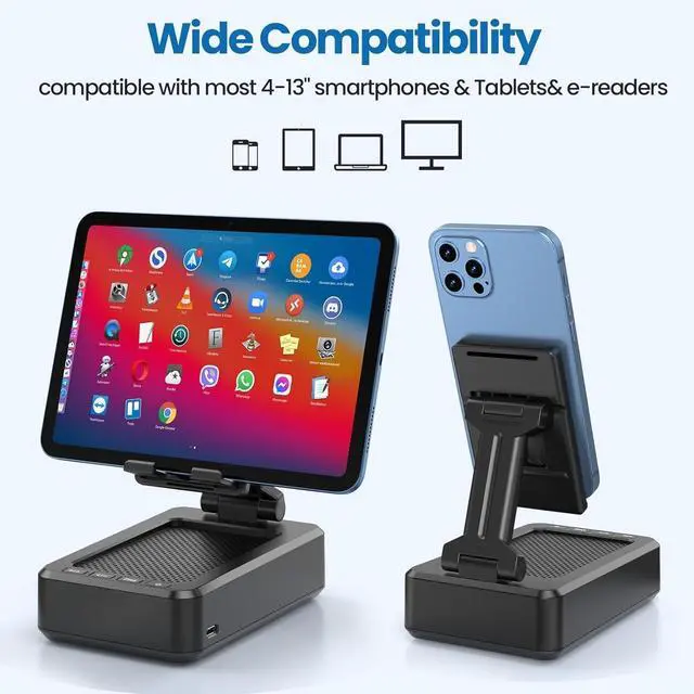 Alt view image 5 of 7 - Cell Phone Stand with Wireless Bluetooth Speaker and Anti-Slip Base HD Surround Sound Perfect for Home and Outdoors with Bluetooth Speaker for Desk Compatible with iPhone/ipad/Samsung Galaxy