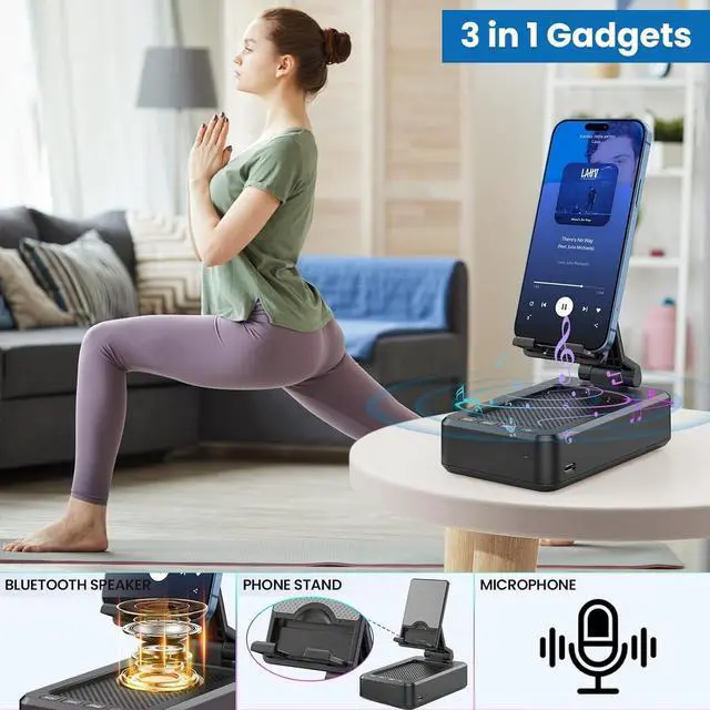 Alt view image 2 of 7 - Cell Phone Stand with Wireless Bluetooth Speaker and Anti-Slip Base HD Surround Sound Perfect for Home and Outdoors with Bluetooth Speaker for Desk Compatible with iPhone/ipad/Samsung Galaxy