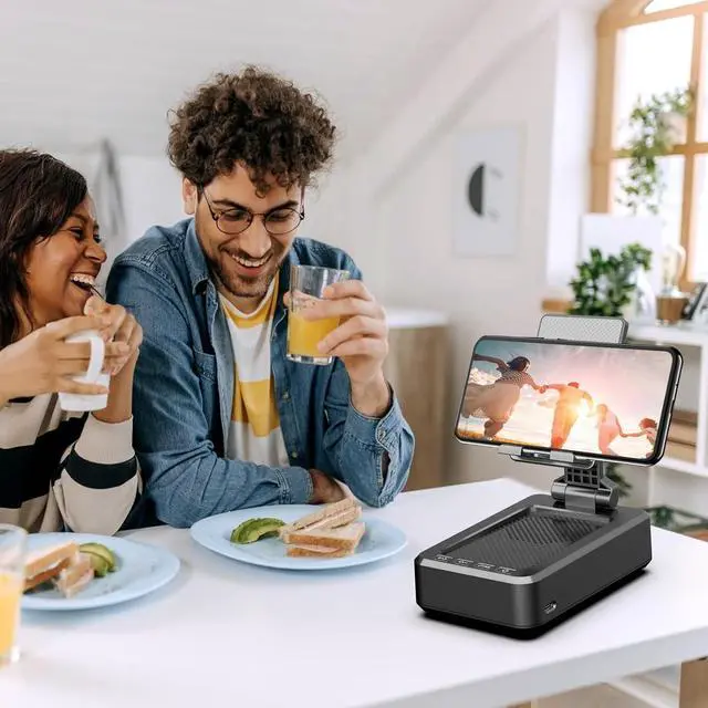 Alt view image 7 of 7 - Cell Phone Stand with Wireless Bluetooth Speaker and Anti-Slip Base HD Surround Sound Perfect for Home and Outdoors with Bluetooth Speaker for Desk Compatible with iPhone/ipad/Samsung Galaxy