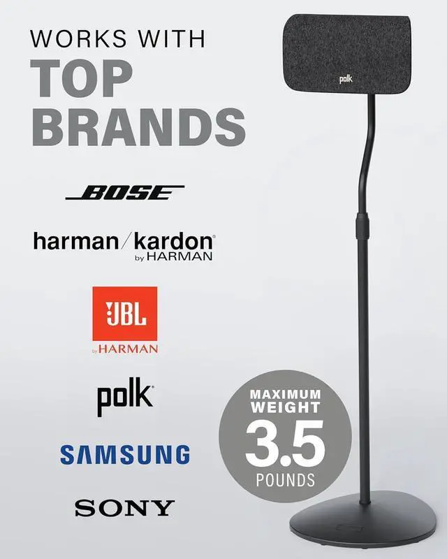 Alt view image 6 of 7 - Speaker Stands Pair for Satellite & Bookshelf Speakers up to 3.5lbs  10 Height Adjustment  Includes L-Shaped Bracket & Keyhole Adapter for Compatibility  Easy DIY Assembly