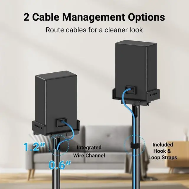 Alt view image 6 of 7 - FOR-Universal Speaker Stands for Surround Sound -Height Adjustable Extend 33.3to 45.1, Floor Speaker Stand for Satellite & Studio & Bookshelf Speakers up to 11LBS,1 Pair Black, PSSS2
