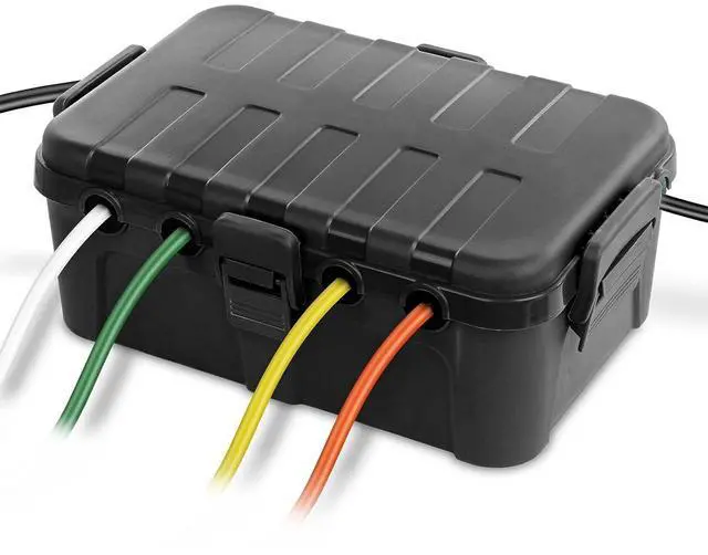 Main image of Large Outdoor Electrical Box (12.5 x 8.5 x 5 inch), IP54 Waterproof Extension Cord Cover Weatherproof, Protect Outlet, Plug, Socket, Timer, Power Strip, Holiday Light Decoration, Black