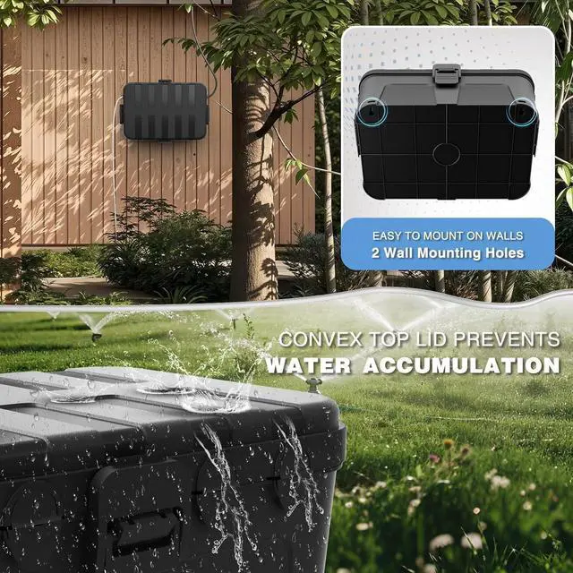 Alt view image 4 of 7 - Large Outdoor Electrical Box (12.5 x 8.5 x 5 inch), IP54 Waterproof Extension Cord Cover Weatherproof, Protect Outlet, Plug, Socket, Timer, Power Strip, Holiday Light Decoration, Black