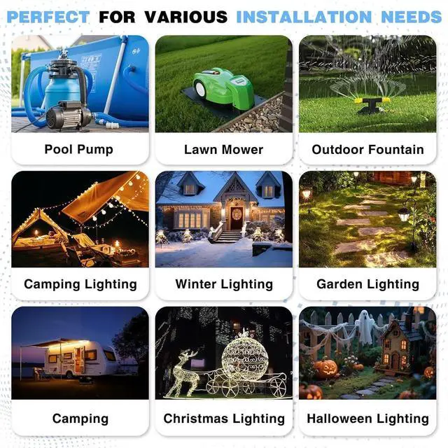 Alt view image 7 of 7 - Large Outdoor Electrical Box (12.5 x 8.5 x 5 inch), IP54 Waterproof Extension Cord Cover Weatherproof, Protect Outlet, Plug, Socket, Timer, Power Strip, Holiday Light Decoration, Black