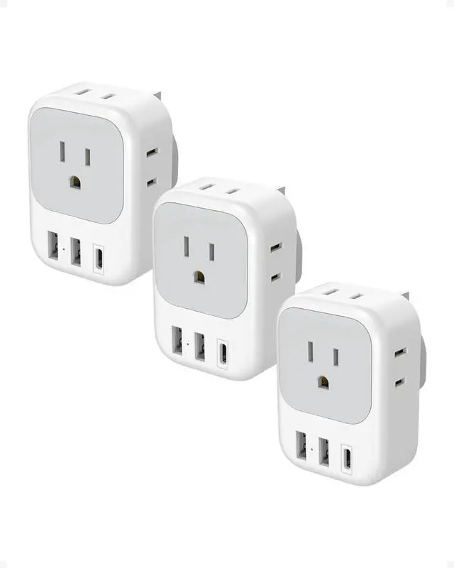 Main image of FOR-US to UK Plug Adapter 3 Pack, Type G Adapter for Travel with 4 Outlets 3 USB Charger(1 USB C), Ireland Power Adaptor for USA to England London Scotland Dubai Singapore Hong Kong Qatar