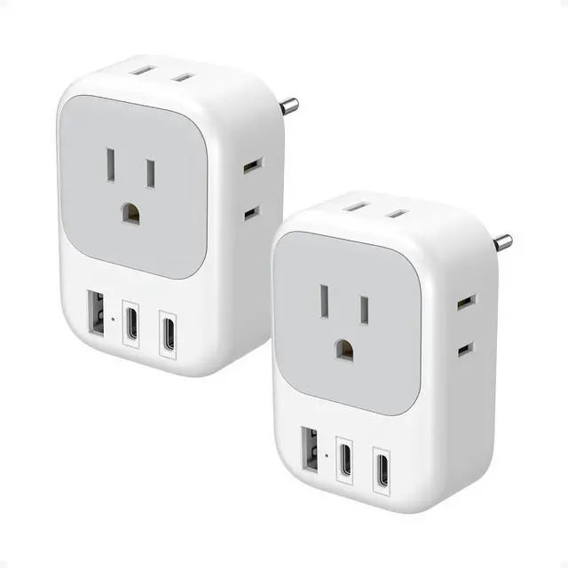 Main image of FOR2 Pack European Travel Plug Adapter (No Voltage Conversion), US to Europe Plug Adapter with 4 Electrical Outlets 3 USB Ports (2 USB C), Type C Power Adaptor for EU Italy Iceland Spain