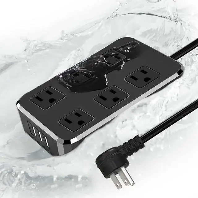 Main image of IPX6 Outdoor Power Strip Weatherproof, Waterproof Surge Protector with 6 Wide Outlet with 3 USB Ports, 6FT Long Extension Cord, Wall Mountable for Outside Decorations and More UL Listed(Black)