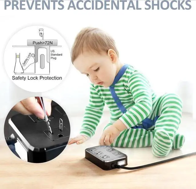 Alt view image 6 of 6 - IPX6 Outdoor Power Strip Weatherproof, Waterproof Surge Protector with 6 Wide Outlet with 3 USB Ports, 6FT Long Extension Cord, Wall Mountable for Outside Decorations and More UL Listed(Black)