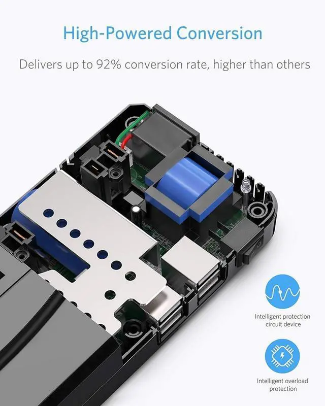 Alt view image 4 of 7 - Universal Travel Adapter 100-220V to 110V Voltage Converter 250W with 6A 4-Port USB Charging 3 AC Sockets and EU/UK/AU/US/India Worldwide Plug Adapter (Black)