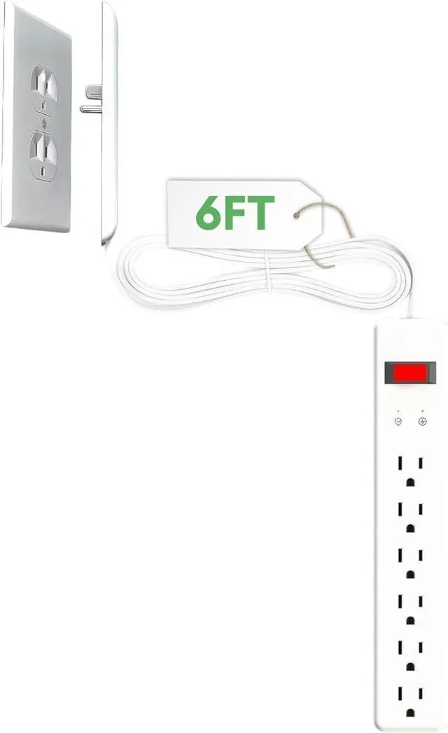 Main image of Original & Patented Ultra-Thin Outlet Concealer with Cord Concealer Kit, Flat Extension Cord with Multi Outlets Surge Protector Power Strip, Ideal for Home Office and Home Theater