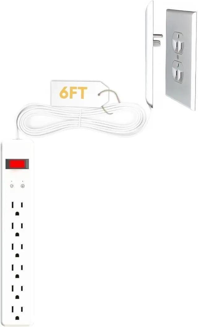 Alt view image 2 of 7 - Original & Patented Ultra-Thin Outlet Concealer with Cord Concealer Kit, Flat Extension Cord with Multi Outlets Surge Protector Power Strip, Ideal for Home Office and Home Theater