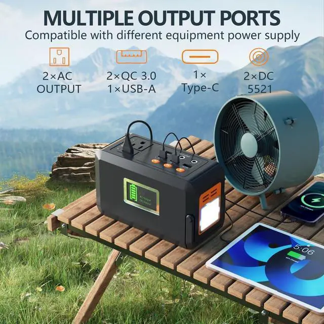Alt view image 2 of 7 - Portable Power Station, 88Wh Solar Generator, Lithium Battery Power with 110V AC 150W Peak Socket/DC/USB/LED Light for Outdoor Camping Trip Hunting Emergency