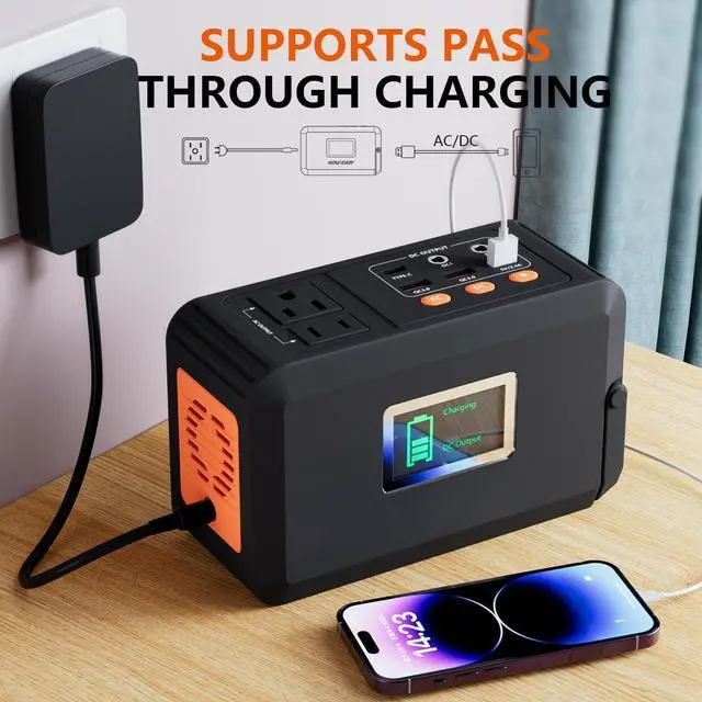 Alt view image 5 of 7 - Portable Power Station, 88Wh Solar Generator, Lithium Battery Power with 110V AC 150W Peak Socket/DC/USB/LED Light for Outdoor Camping Trip Hunting Emergency