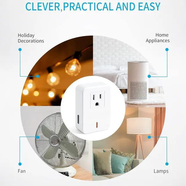 Alt view image 4 of 7 - Remote Control Outlet Wireless Light Switch for Household Appliances, Expandable Remote Light Switch Kit, Up to 100 ft Range, White (5 Outlets + 2 Remotes)