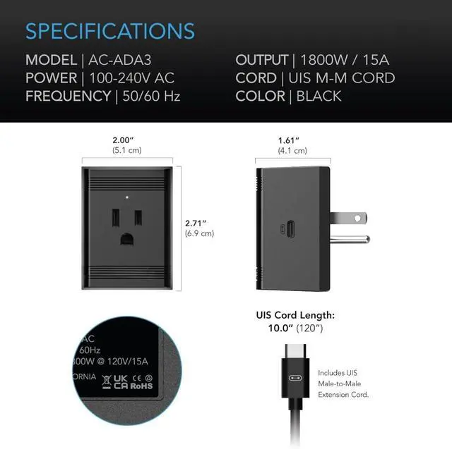Alt view image 2 of 7 - Control Plug, Socket Adapter to Connect UIS Smart Controllers to Outlet Devices