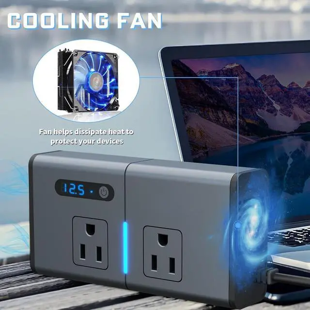 Alt view image 5 of 7 - FOR 200W Car Power Inverter Newly Car Plug Adapter Outlet Charger DC 12V to 110V Car Inverter with 1.2A&2.4A USB, 1 QC3.0 USB and 1 Type C Ports Black