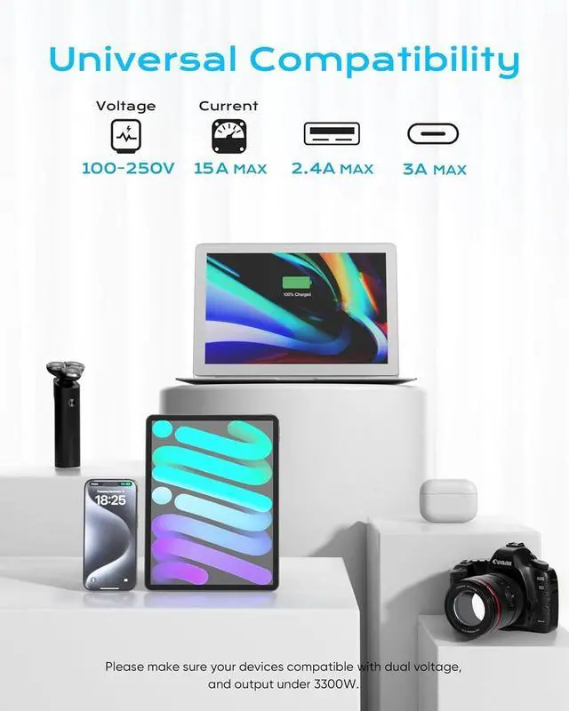 Alt view image 5 of 6 - forEuropean Travel Plug Adapter, Power Strip with EU UK US Plug Adapter, 8 Outlets 4 USB Ports with 5ft Extension Cord, International Power Adapter for US to Europe UK