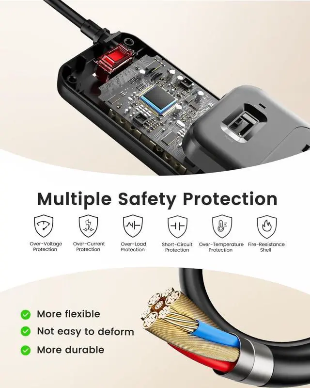 Alt view image 3 of 7 - 2 Prong Power Strip, Polarized 3 Prong to 2 Prong Outlet Adapter, 1700J Surge Protector, 6ft Extension Cord, 10 AC Outlets & 4 USB(5V 3.4A Max), Wall Mountable, Ideal for Non-Grounded Outlets