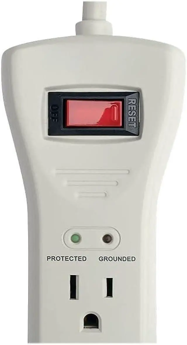 Alt view image 3 of 7 - 7 Outlet Surge Protector Power Strip, 7ft Cord, Right Angle Plug, 2160 Joules, & $75,000 INSURANCE (SUPER7) Ivory