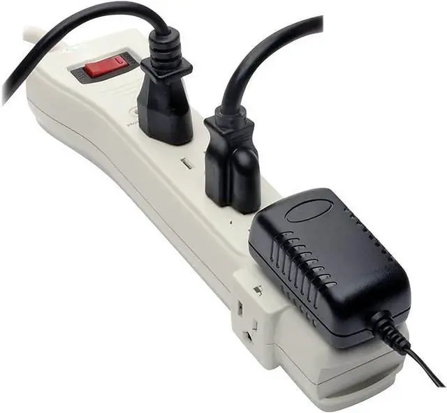 Alt view image 7 of 7 - 7 Outlet Surge Protector Power Strip, 7ft Cord, Right Angle Plug, 2160 Joules, & $75,000 INSURANCE (SUPER7) Ivory