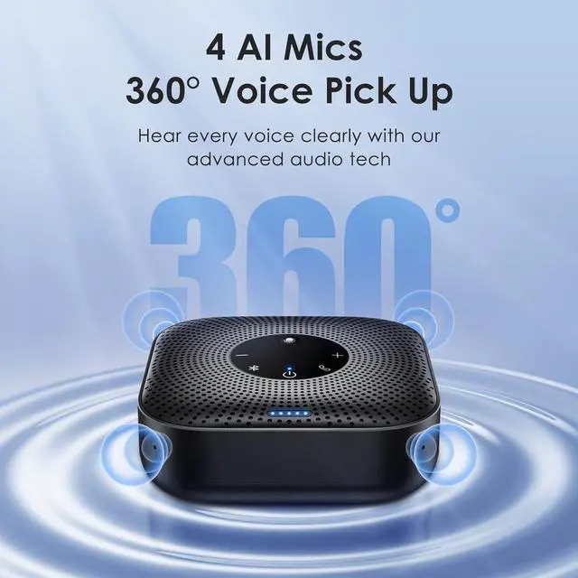 Alt view image 2 of 7 - Conference Speakerphone M0 Plus, 4 AI Mics 360° Voice Pickup, Noise Reduction, USB C Speaker, Bluetooth Conference Speaker for 8 People w/Daisy Chain for 16 Compatible with Leading Software